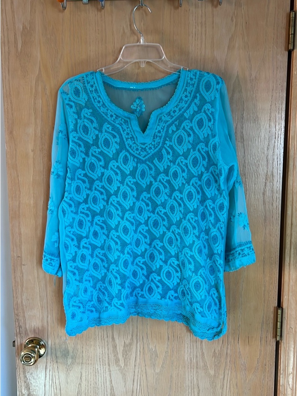 Light Blue Kurta | Made in India | Women’s 40” Bust | 3/4 Sleeve | NWOT